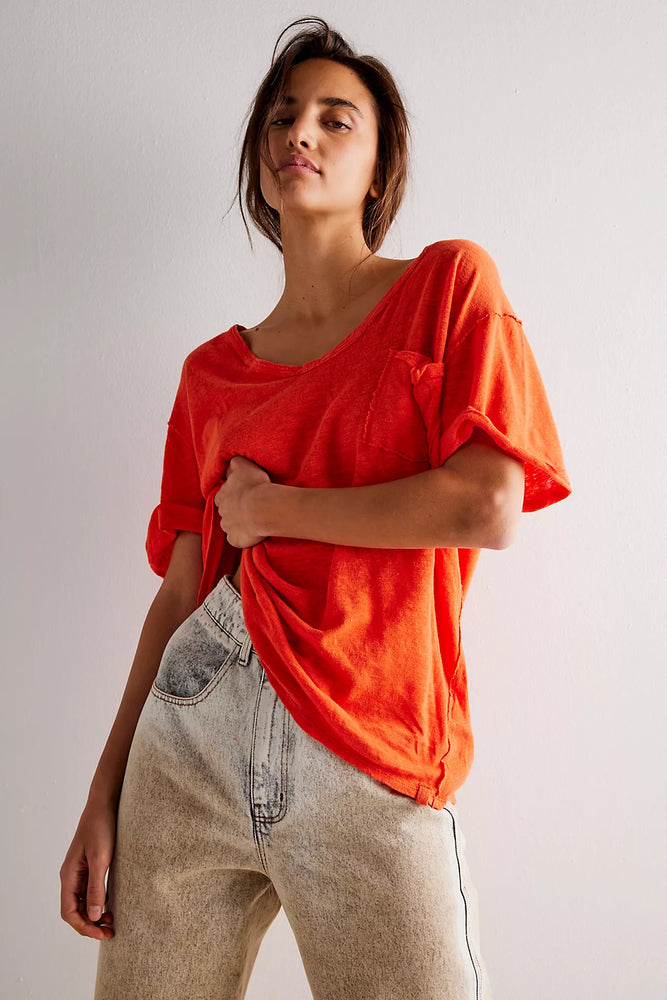 FREE PEOPLE All I Need tee-Mandarin Red