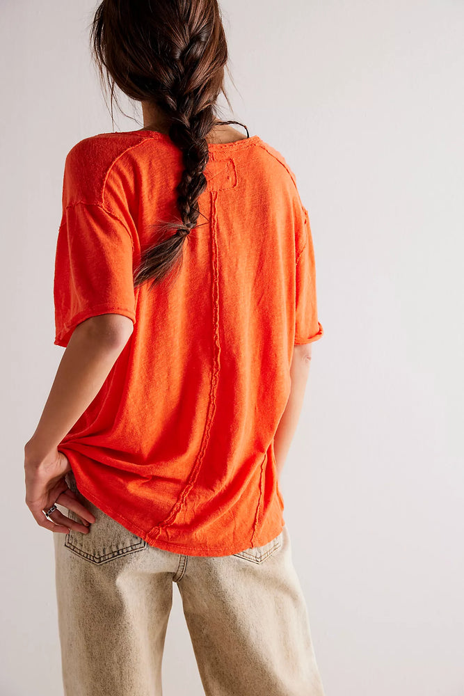 FREE PEOPLE All I Need tee-Mandarin Red