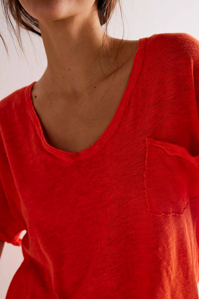 FREE PEOPLE All I Need tee-Mandarin Red