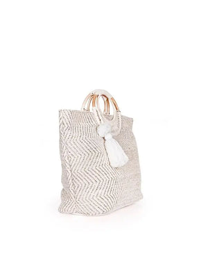 Birch Lurex durrie tote bag