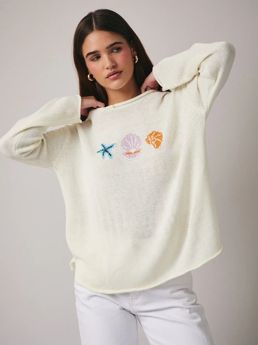 Cream  'Sea' Graphic Sweater - Salty Babe Sweaters 