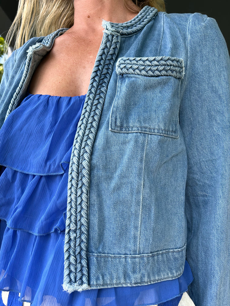 Braided denim jacket