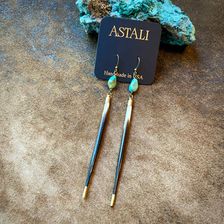 Porcupine Quill & Turquoise Earrings, Real Turquoise & Quill