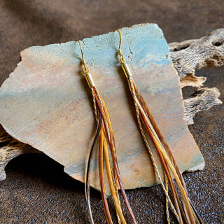 Mini Feather Earrings - Natural Mix/Gold, Boho Western