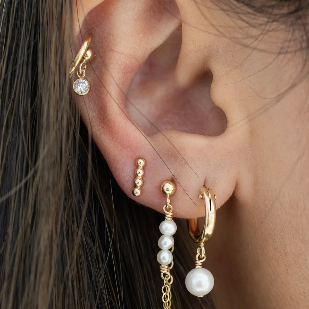 Round Freshwater Pearl Huggie Hoops