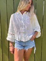 Endless White crochet button up shirt