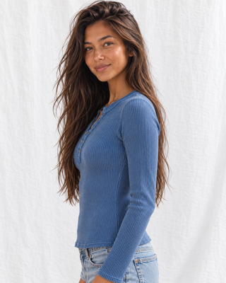The Everyday Waffle Henley - Navy
