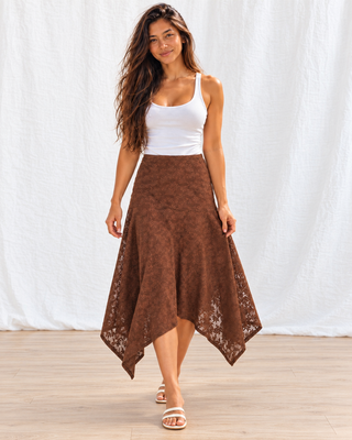 Free Spirit Lace Skirt - Brown