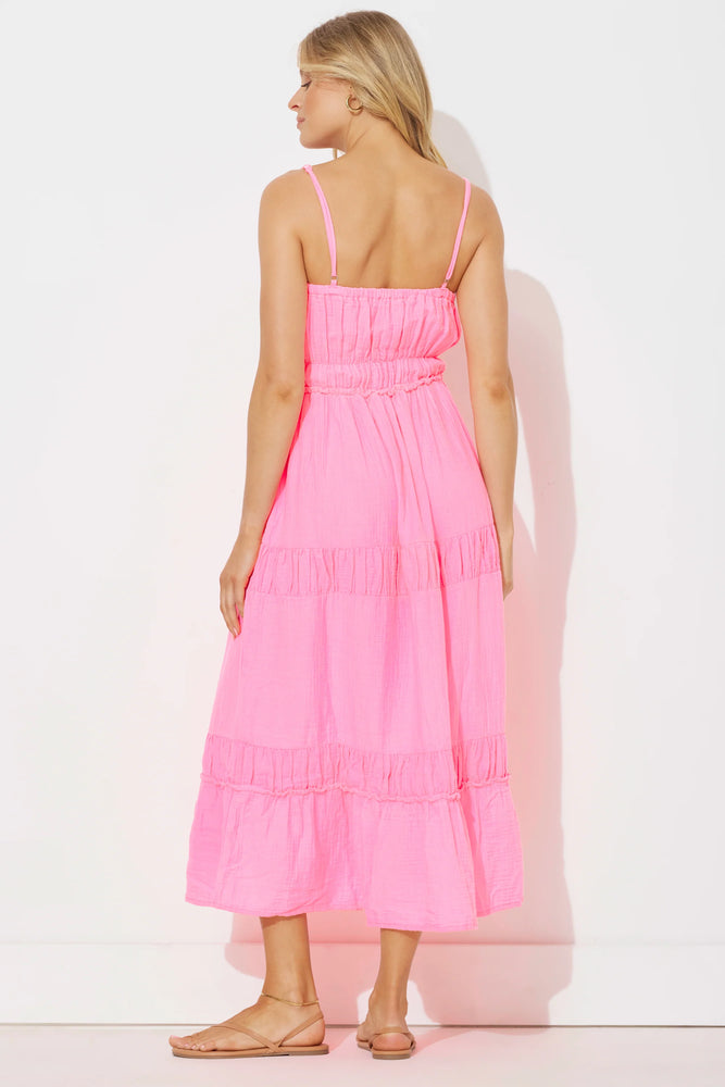 Hot Pink gauze maxi dress