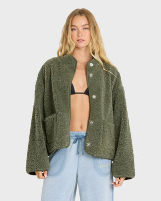 BILLABONG Camper Reversible Fleece Jacket in Canteen