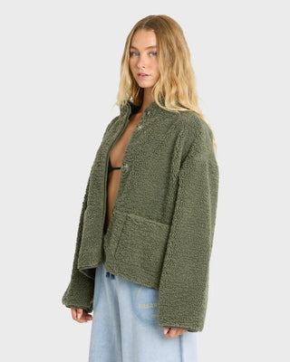 BILLABONG Camper Reversible Fleece Jacket in Canteen