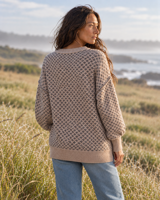 The Jacquard Knit Sweater - Taupe