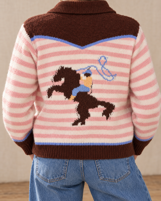 Lasso Line Zip Sweater-Brown