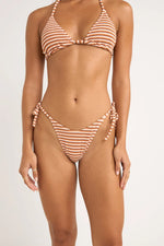 RHYTHM Isla Rib stripe tie side hi cut bikini bottom-Caramel