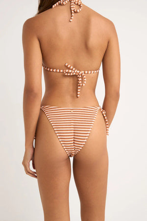 RHYTHM Isla Rib stripe tie side hi cut bikini bottom-Caramel