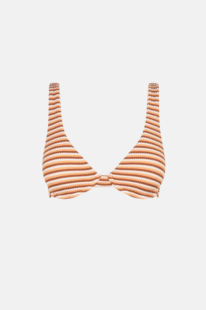 RHYTHM Isla Rib stripe underwire bikini top-Caramel