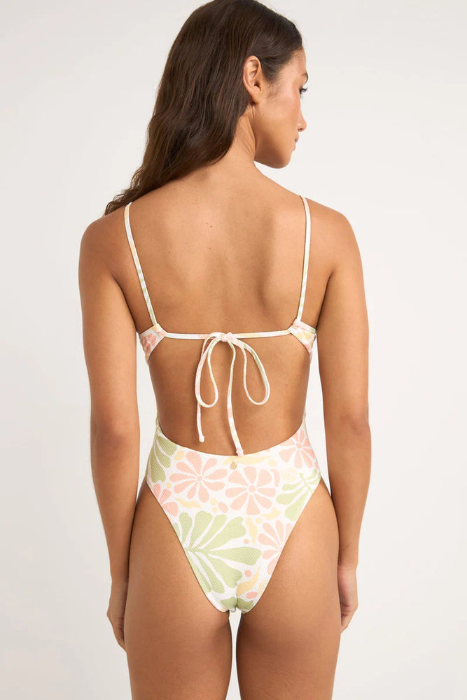 RHYTHM Marloe Floral tie back minimal one piece swimsuit