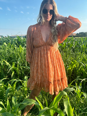 Orange Bliss long sleeve dress