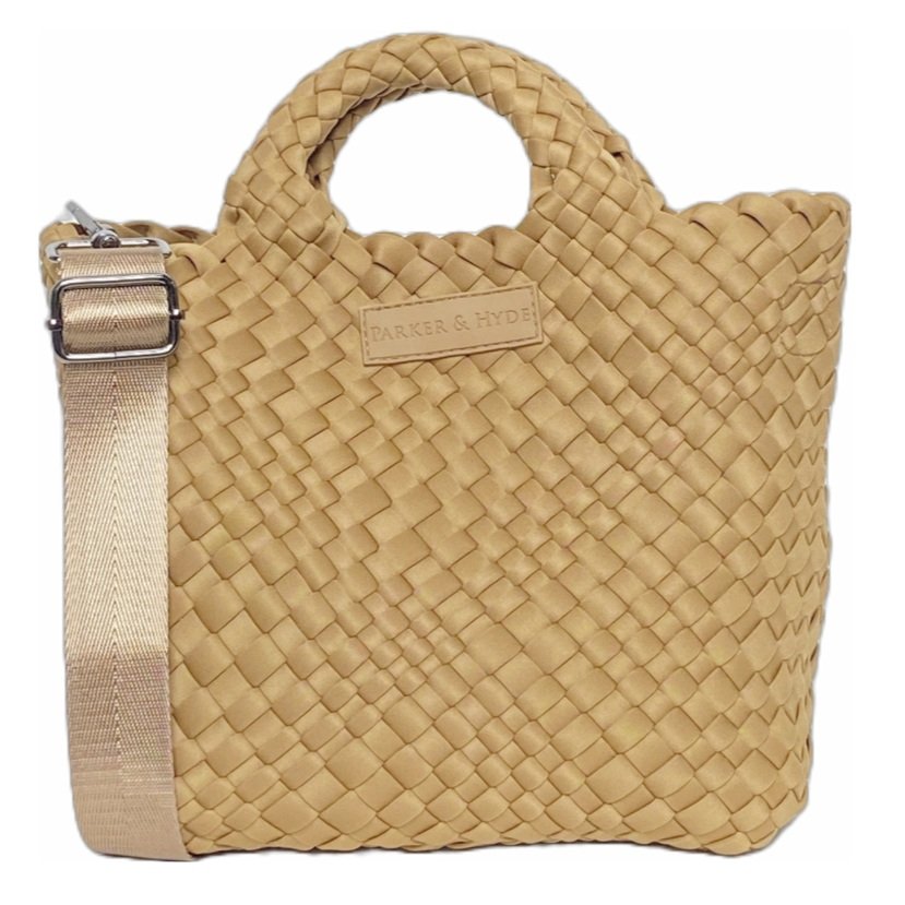 PARKER & HYDE Mini Woven tote bag-Camel