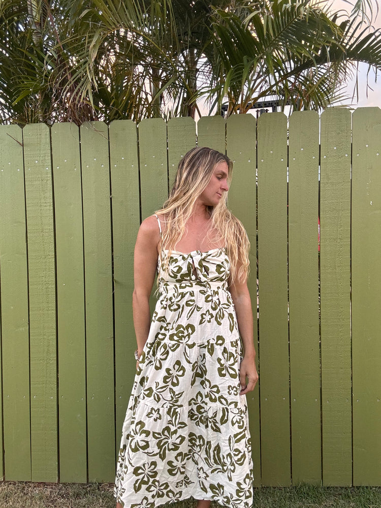 Hibiscus Linen Maxi Dress