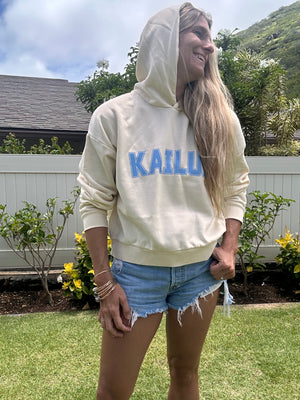 College of Kailua washed Sunday hoodie-Bone