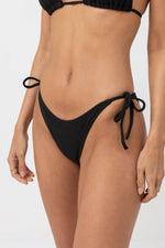 RHYTHM Isla Rib Eco Tie Side Hi Cut bikini bottom-Black