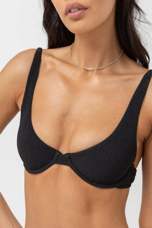 RHYTHM Isla RIb Eco Underwire bikini top-Black