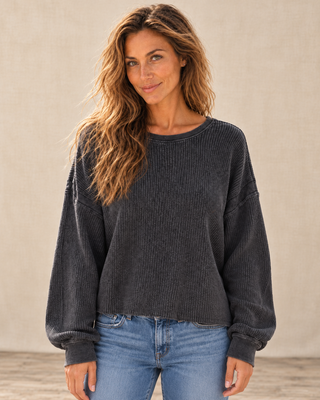 Barely Back Waffle Top - Black