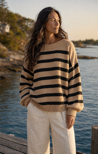 Davis Striped Sweater - Mocha