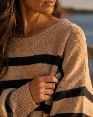 Davis Striped Sweater - Mocha