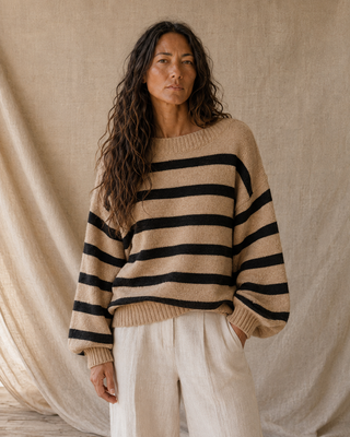 Davis Striped Sweater - Mocha