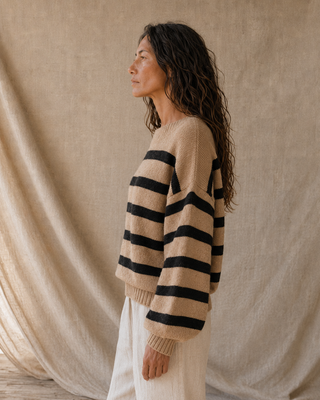 Davis Striped Sweater - Mocha