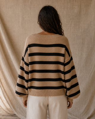 Davis Striped Sweater - Mocha