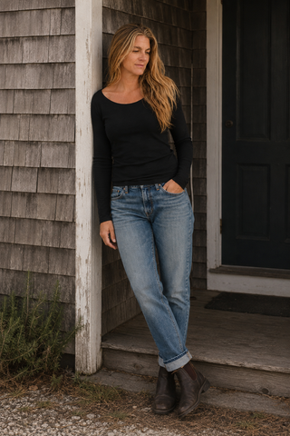 Black Long Sleeve Tee - Apres Sea Ranch Tops