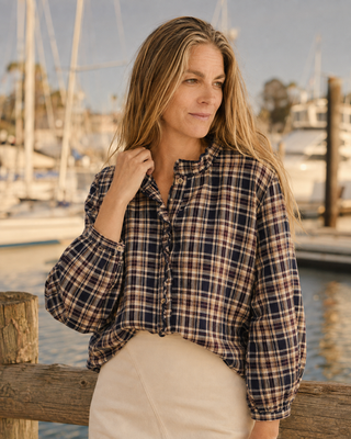 Plaid Long Sleeve Top - Apres Sea Ranch Tops