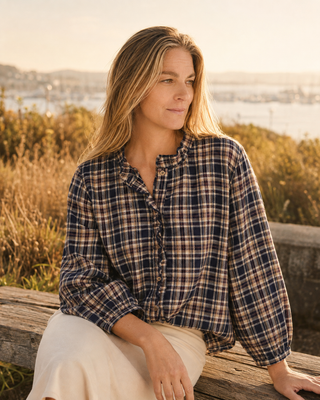 Plaid Long Sleeve Top - Apres Sea Ranch Tops