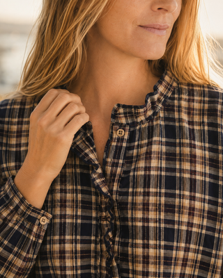 Plaid Long Sleeve Top - Apres Sea Ranch Tops