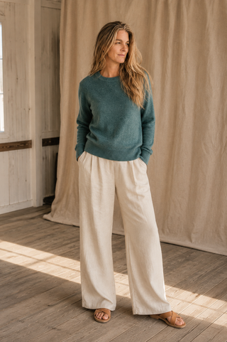 The Cliff Walk Ribbed Sweater - Teal Green