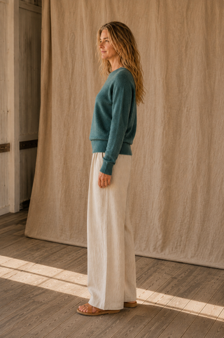 The Cliff Walk Ribbed Sweater - Teal Green