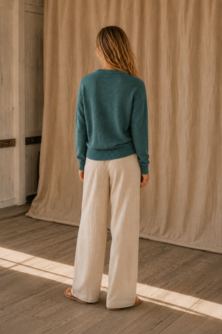 The Cliff Walk Ribbed Sweater - Teal Green