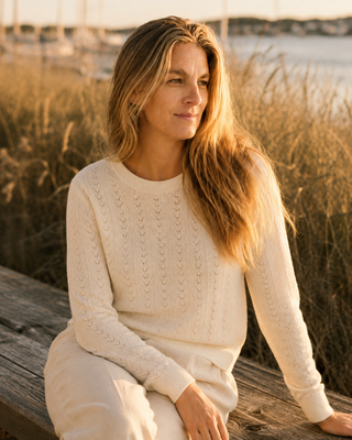 The Rose Island Crochet Sweater Top - Ivory