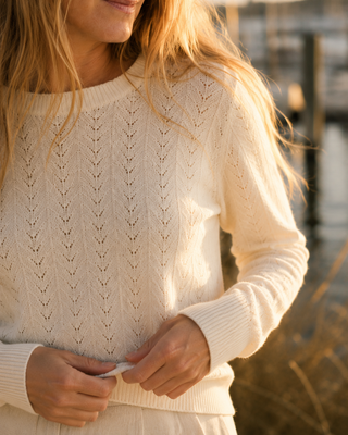 The Rose Island Crochet Sweater Top - Ivory