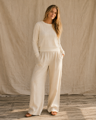 The Rose Island Crochet Sweater Top - Ivory