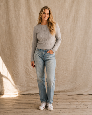 The Rose Island Crochet Sweater Top - Grey