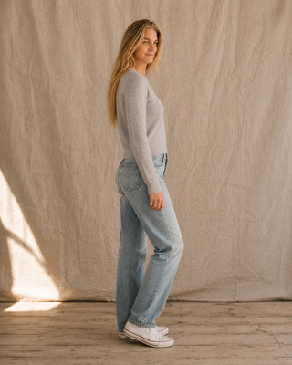 The Rose Island Crochet Sweater Top - Grey