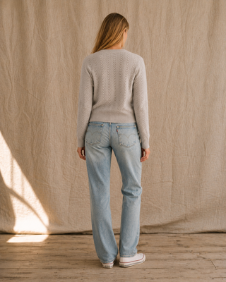The Rose Island Crochet Sweater Top - Grey