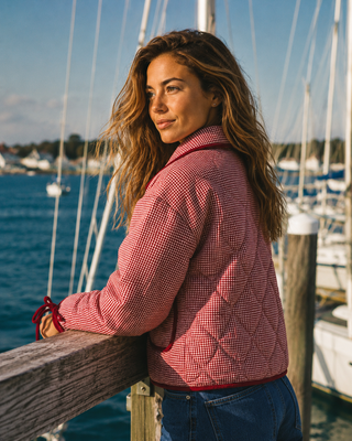Ruby Gingham Quilted Corduroy Jacket