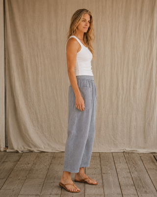 The Dockside Barrel Pant - Navy/White