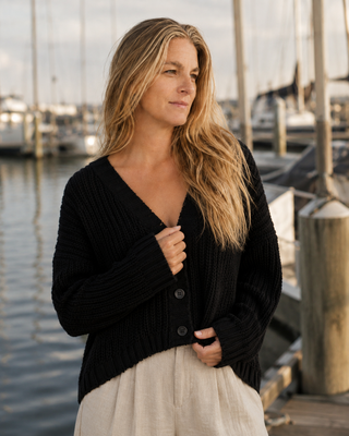 The Driftwood Cable Cardigan - Black
