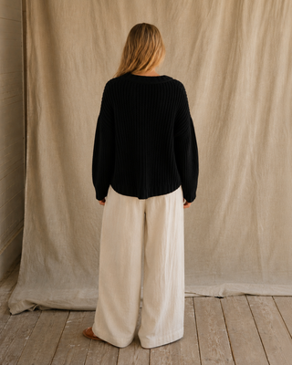 The Driftwood Cable Cardigan - Black